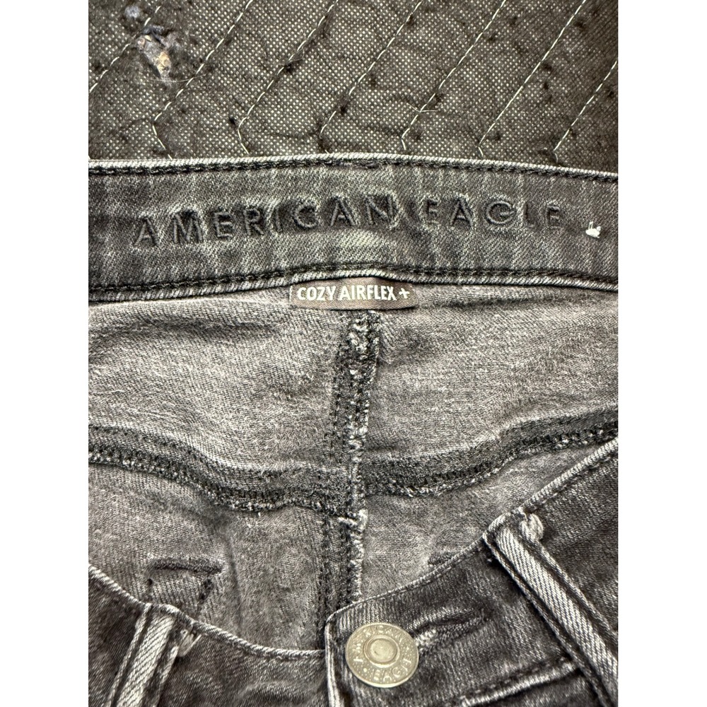 American Eagle Cozy Airflex+ Athletic Jeans Mens 28x32 Black Distressed Ripped - Picture 5 of 10
